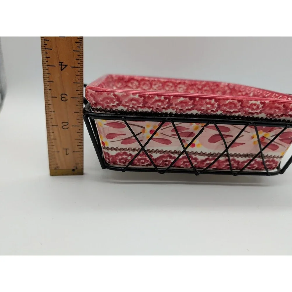 Temp-Tations Old World Cranberry Set of 3 Square Bakers With Wire Serving Racks